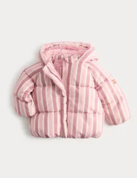 Striped Midweight Padded Coat (0-5 Yrs) Pink Mix Female