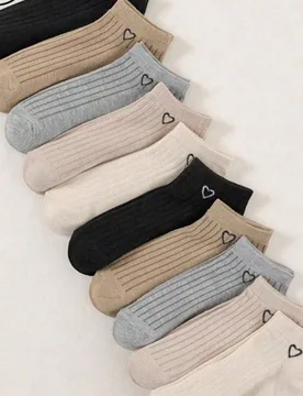 Pares de calcetines de corte bajo con forma de corazón para mujer/hombre, cómodos, suaves, transpirables y de uso diario, diseño lindo y minimalist - Shein - FashionsVida