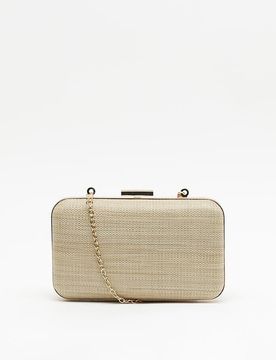 Gra Partytasche mit Raffiabast-Effekt und Riemen