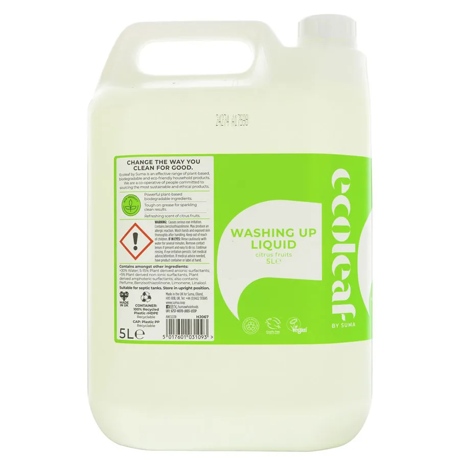 Washing Up Liquid - Citrus Fruits - 5L - Ecoleaf - FashionsVida