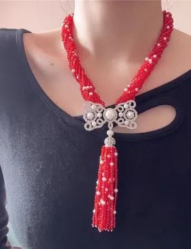 Natural Red Crystal And White Pearl CZ Connector Necklace For Women - Aliexpress - FashionsVida