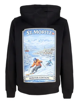 Felpa Cappuccio Uomo Holidays Winter Edit St. Moritz Hoodie Black - ATIPICI - FashionsVida