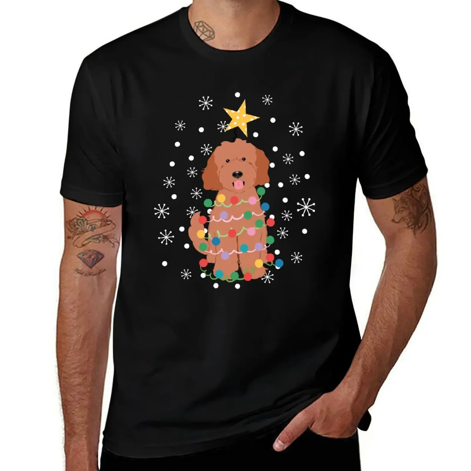 Red Ruby Goldendoodle Christmas Tree T-Shirt Work Utility Short Sleeve Shirt - Aliexpress - FashionsVida