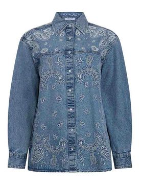 Giacca Camicia In Denim Con Motivo Jacquard