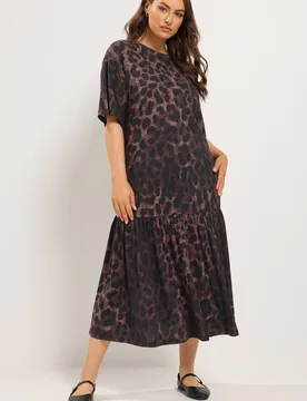 Drop Waist Maxi Dress - Dark Brown - Size: 26-28 - Yours - FashionsVida