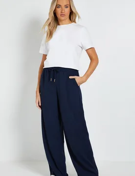 Women's Tie Waist Wide Leg Trouser in Navy Size: 16 - Navy - Size: 16 - Dorothy perkins - FashionsVida