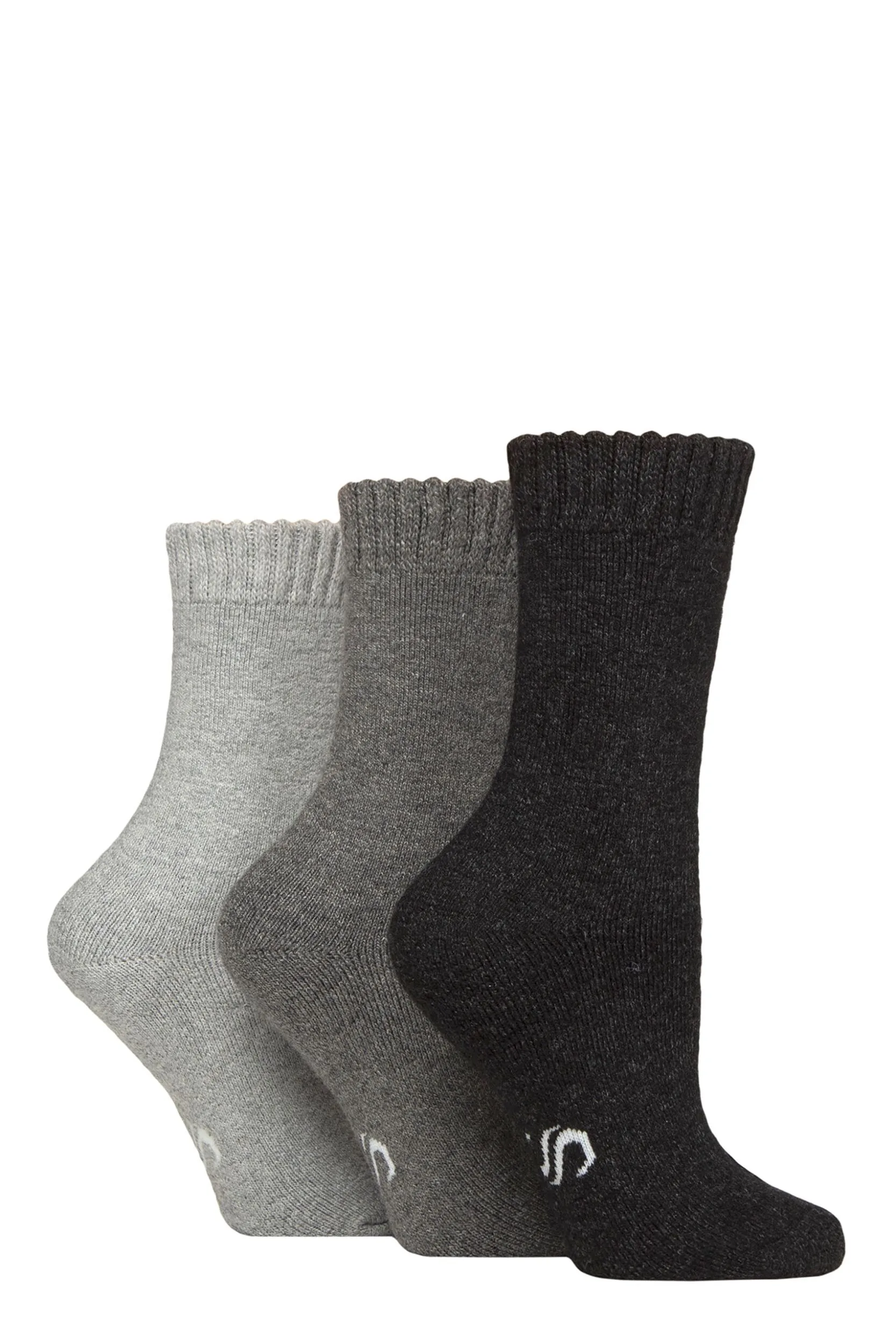 Women's 3 Pair Wool Blend Thermal Socks Black / Charcoal / Grey 4-8 - Assorted - Size: Small - SockShop - FashionsVida