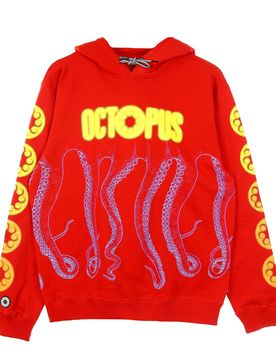 Felpa Leggera Cappuccio Uomo Blurred Hoodie Red