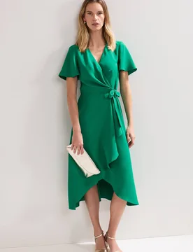 Women's Julissa Short Sleeve Wrap Dress in Emerald Size: 10 - Emerald - Size: 10 - Phase Eight - FashionsVida