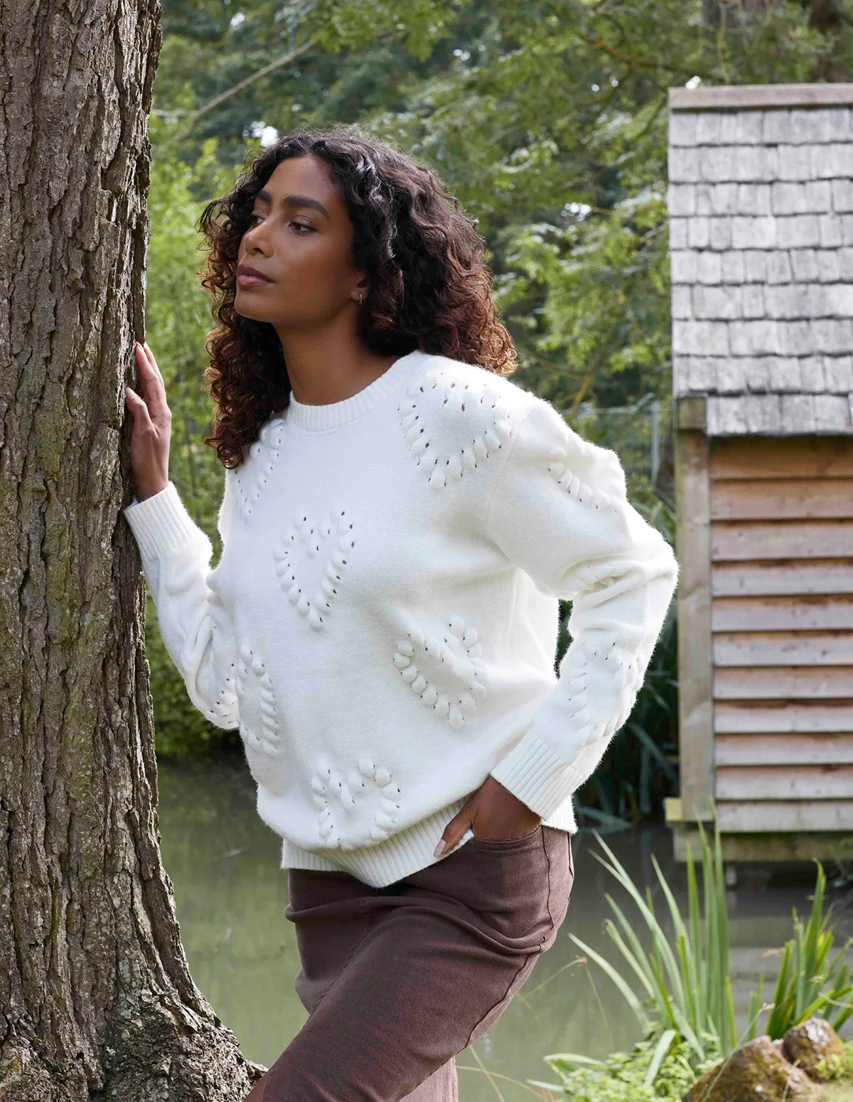 Heart Long Sleeve Jumper - M/L / IVORY - female - Blue Vanilla - FashionsVida