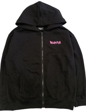 Felpa Zip Nera C/logo Rosa 58312