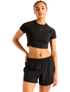 Maglietta A Maniche Corte Fast Days Fitted Crop Graphic Black XS - New Balance - FashionsVida
