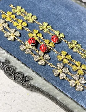 Fashion Jewerly Vintage Fresh Full Rhinestone Lucky Four-Leaf Clover Hand-Painted Enamel Seven-Star Ladybug Bracelet for Women - Aliexpress - FashionsVida