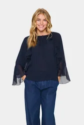 MavisSZ Ruffle Detail Blouse - Dark Navy - Size: M