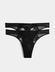 Pack Light Absorbency Period Thongs Black female