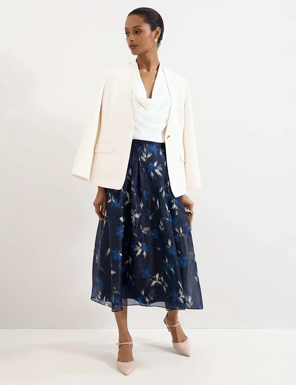 Floral Pleated Midi Skirt Blue Mix female - Phase Eight - FashionsVida