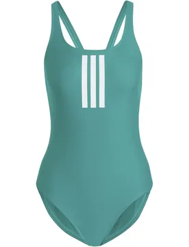 Streifen V-Back Damen Badeanzug, grün 40