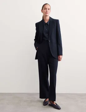 Pure Wool Single Breasted Blazer Navy female - Jaeger - FashionsVida