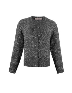 Cardigan donna d.exterior - paillettes soft cardigan corto - grigio