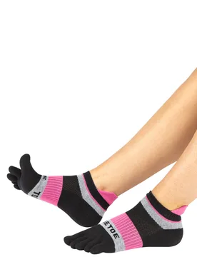 Mens and Women's 1 Pair TOETOE Sport Range Running Trainer Toe Socks Black / Pink 6-8.5 UK - Black - Size: 6-8.5 UK - SockShop - FashionsVida
