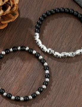 New Gothic Skull Strand Bracelet Set for Men Vinatge Nature Stone Ghost Head Beaded Bracelets Party Jewelry Gifts Wholesale - Aliexpress - FashionsVida