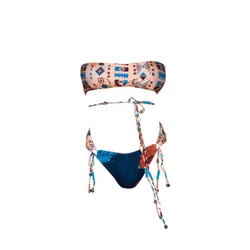 Bikini Fascia Azzurro/pesca M22-0201X1