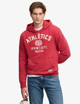 Superdry Herren Track Kapuzenpullover mit Lockerer Passform Red - Größe: L - 89.99 - FashionsVida