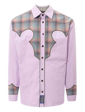Camicia in cotone con inserto con motivo