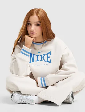 Womens Felpa Girocollo Oversized Classics Graphic Phoenix - Beige, beige beige Donna taglia L - Nike - FashionsVida