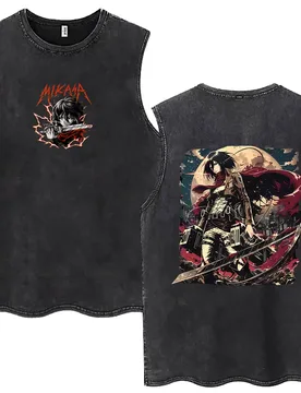 Anime Attack on Titan Mikasa Ackerman Vintage Washed Tank Tops Men Manga Oversized Sleeveless T Shirts Men's Fashion T-shirts - Aliexpress - FashionsVida