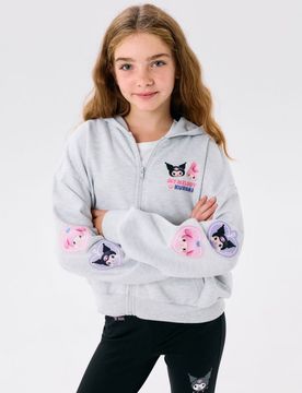 Top da jogging con zip e cappuccio My melody and Kuromi - grigio chiaro