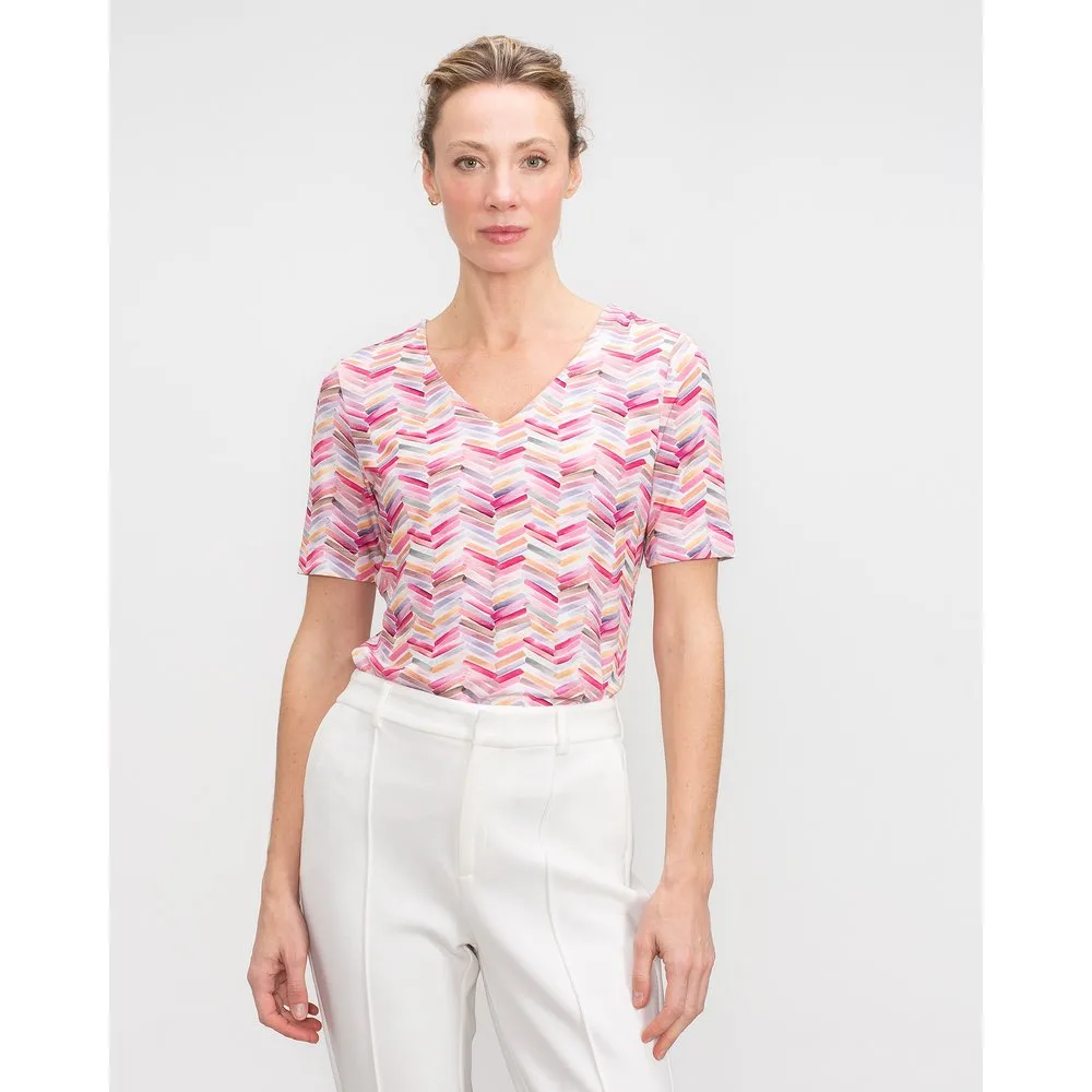 Camiseta de mujer manga corta con escote de pico - Lasserre - FashionsVida