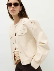 Cutwork Denim Trucker Jacket Ecru female