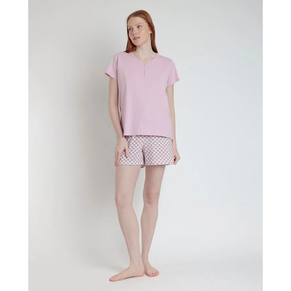 Pijama corto de mujer de punto estampado - Admas - FashionsVida