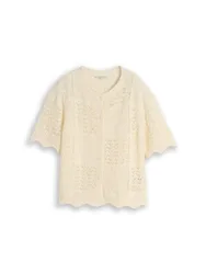 Knit structure mix cardigan female