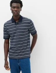 Pure Cotton Yarn Dye Striped Polo Shirt Navy male
