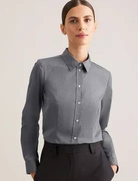 Hemdbluse mit Abnähern regular fit Grau 38 - Seidensticker.com - FashionsVida