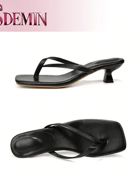 Nuevas sandalias de tacón alto de unicolor para mujer de verano, elegantes zapatos de vacaciones, sandalias de playa casuales de tacón alto, tacones - Shein - FashionsVida
