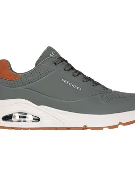 Sneaker Street™ Uno Suited On Air® Dusty Olive / Durabuck / Chestnut Suede / Mesh EU 46 - Skechers - FashionsVida