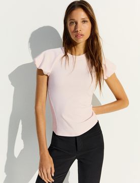 T-Shirt À Manches Raglan Et Volume Bouffant L Rose
