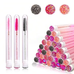 Piezas Juego de brochas para pestañas con diamantes, varitas de máscara para extensión de pestañas con cabezales de cepillo reemplazables, brochas