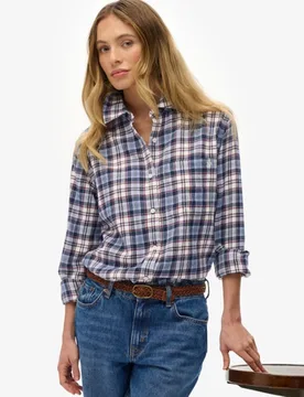 Superdry Damen Flanell-hemd mit OverGrößed-passform Blue - Größe: 36 - 54.99 - FashionsVida