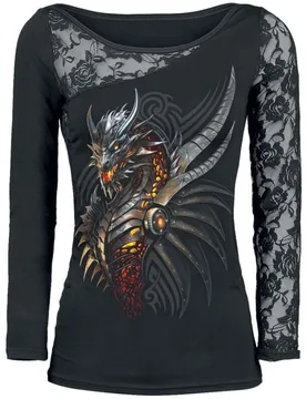 Langarmshirt - Razor Back - L bis XL - für Damen - Größe XL - schwarz - Frauen - female - Spiral - FashionsVida