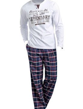 H.I.S Pijama largo marino / blanco