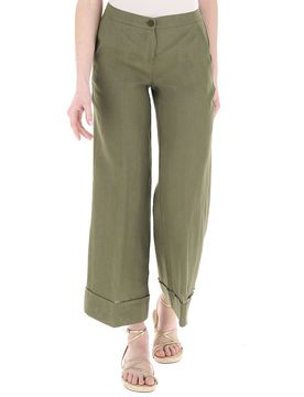 Pantalone in lino VERDE OLIVA 42