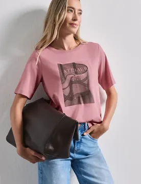 T-Shirt mit Rundhals und Fotoprint female Rosa - Street One - FashionsVida