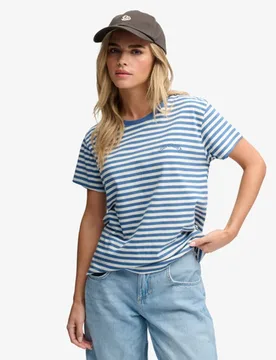 Superdry Women's Essential Logo Gestreiftes T-shirt Schmale Passform Blau - Größe: 38 - 29.99 - FashionsVida