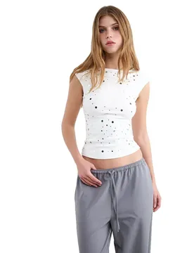 T-shirt Sans Manches 30000625 Mirror Details White M