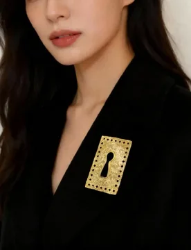 Light Luxury Retro Textured Metal Geometric Square Keyhole Brooch & Earrings Set Trendy Women Coat Pin Party Jewelry Gift - Aliexpress - FashionsVida