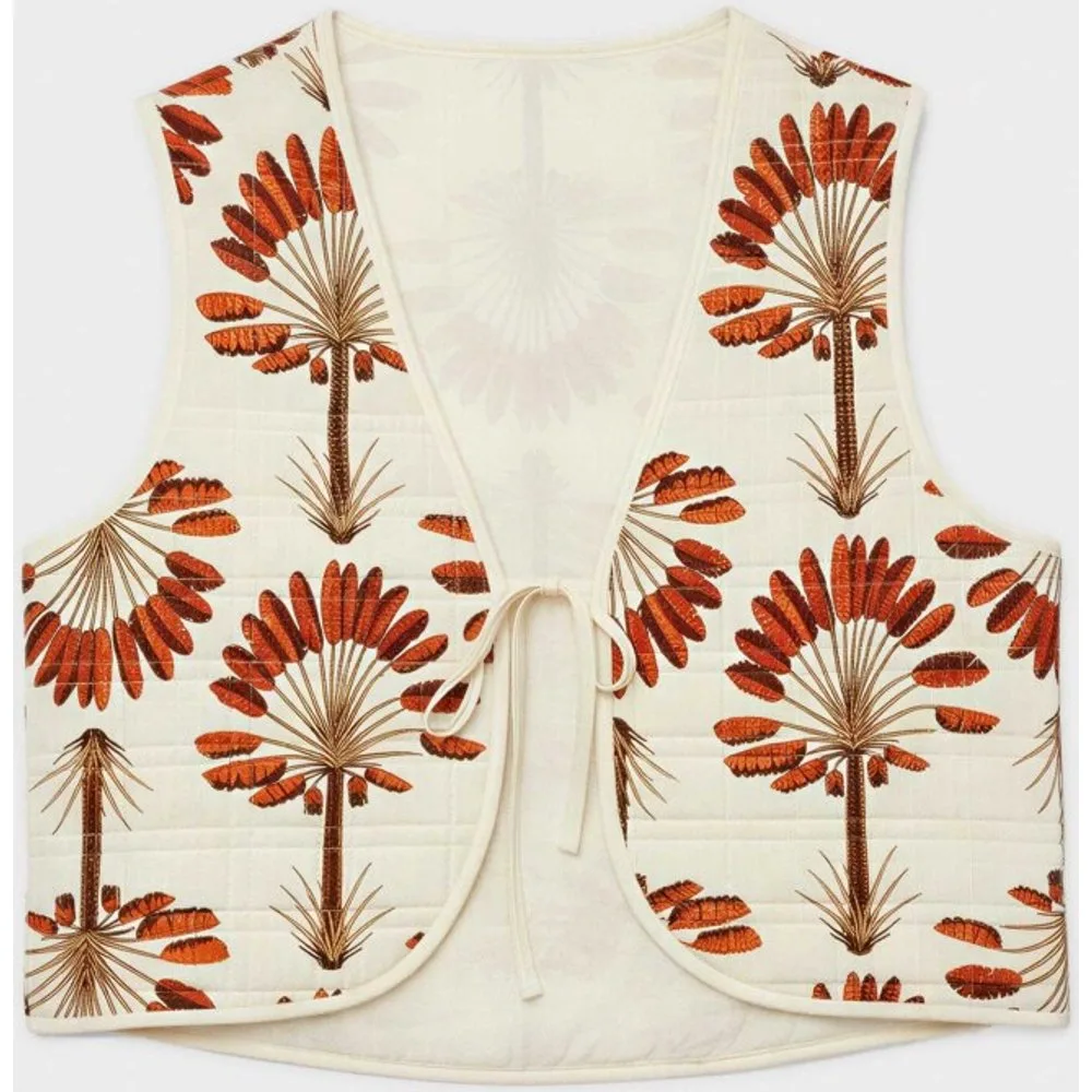 Bata de mujer acolchada estampada palmeras - Gisela - FashionsVida